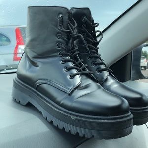 black combat boots